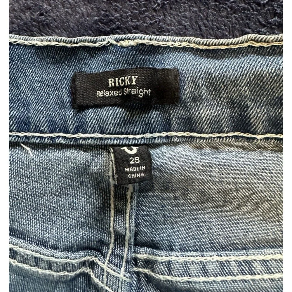 True Religion Ricky SN Flap Straight Fit Jeans Blue Men's 28x34 NWT